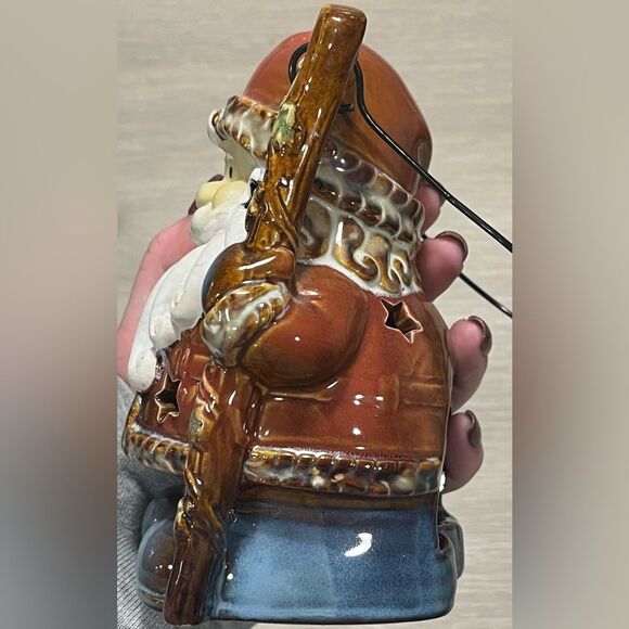 Ceramic Santa Tea Light Candle Lantern With Hanger Excellent Condition - Picture 4 of 10